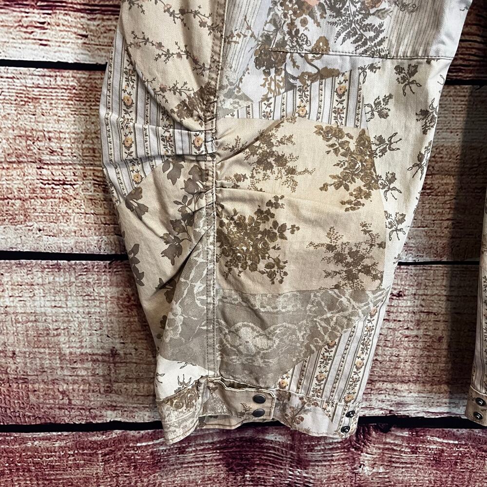 BDG x Free People Driftwood Parker Printed Barrel Jeans Size 10 Patchwork Floral - Picture 4 of 7